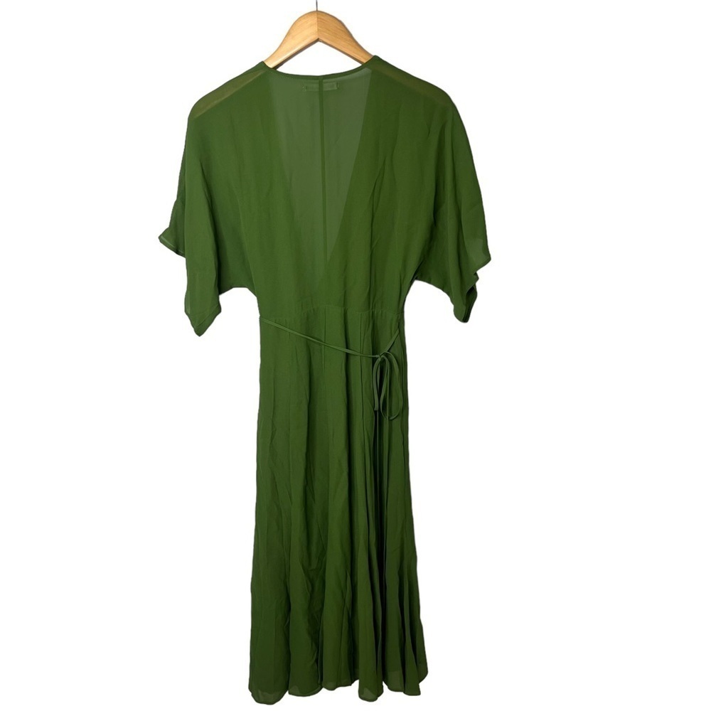 Reformation Karen Wrap Dress Moss Size Small Leg Slit Milkmaid Dress - Picture 7 of 11
